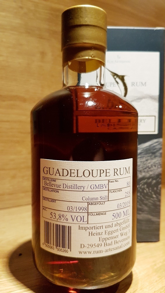 RA Rum Artesanal Guadeloupe Bellevue Single Cask Rum 1998 21 Jahre