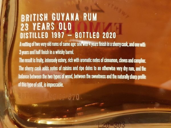 Rum Nation Rare Rum Guyana Enmore 1997-2020 - 23 Jahre