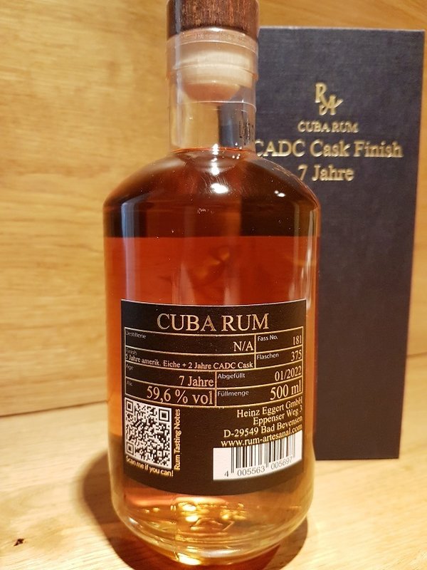 RA Rum Artesanal Cuba Single Cask Rum Venezuela CADC-Cask Finish 7 J.
