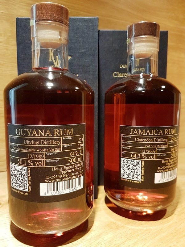 Bundle: Rum Artesanal Guyana Uitvlugt PM Cask Rum 1989 & RA Rum Artesanal Jamaica Rum Clarendon 2009