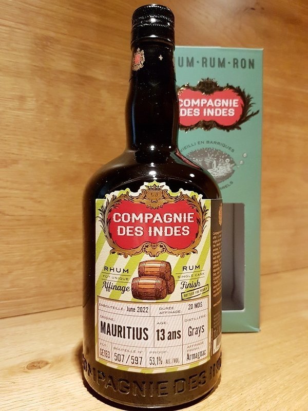 COMPAGNIE DES INDES Mauritius Grays Ex-Armagnac 13YO Single Cask Rum 53,1%
