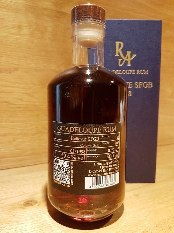 RA Rum Artesanal Guadeloupe Single Cask Rum SFGB 1998 24 Jahre